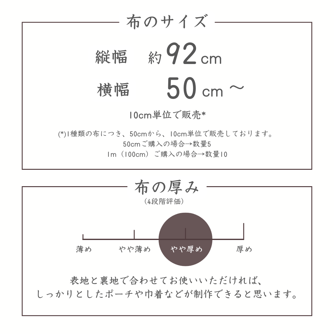 布のサイズ 厚み