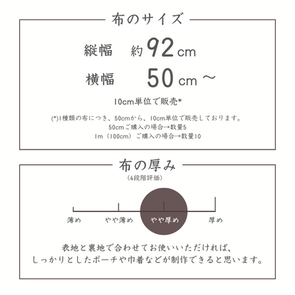 布のサイズ　厚み