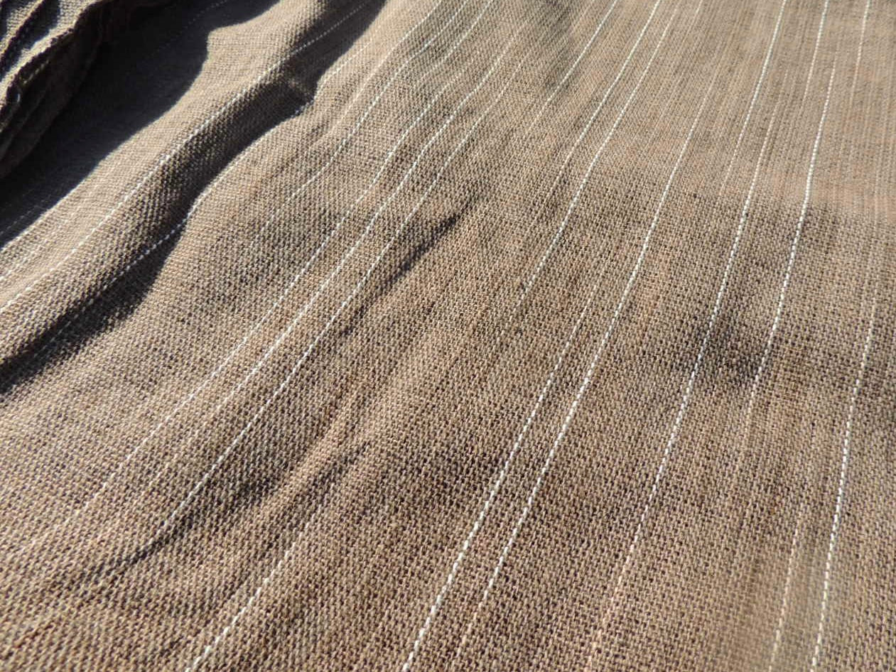 【ラオス産コットン手織り布】S7木目（泥染め・白綿／幅92cm）