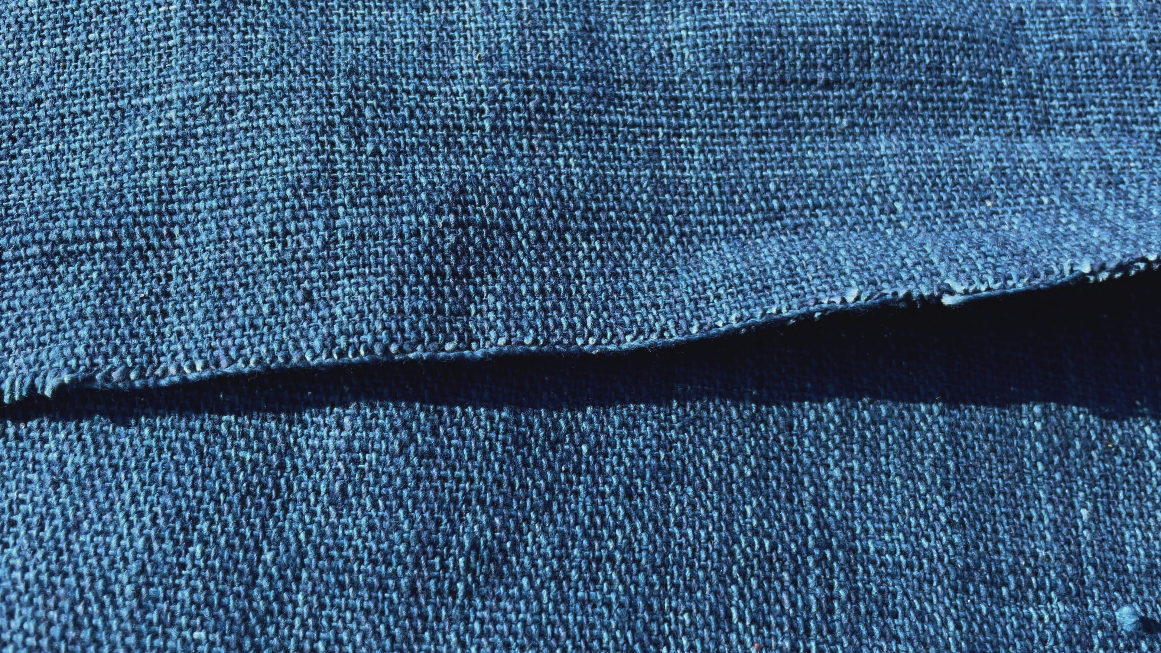 ラオス産コットン手織り布】S2海（藍染め／幅90cm）10cm単位（50cm